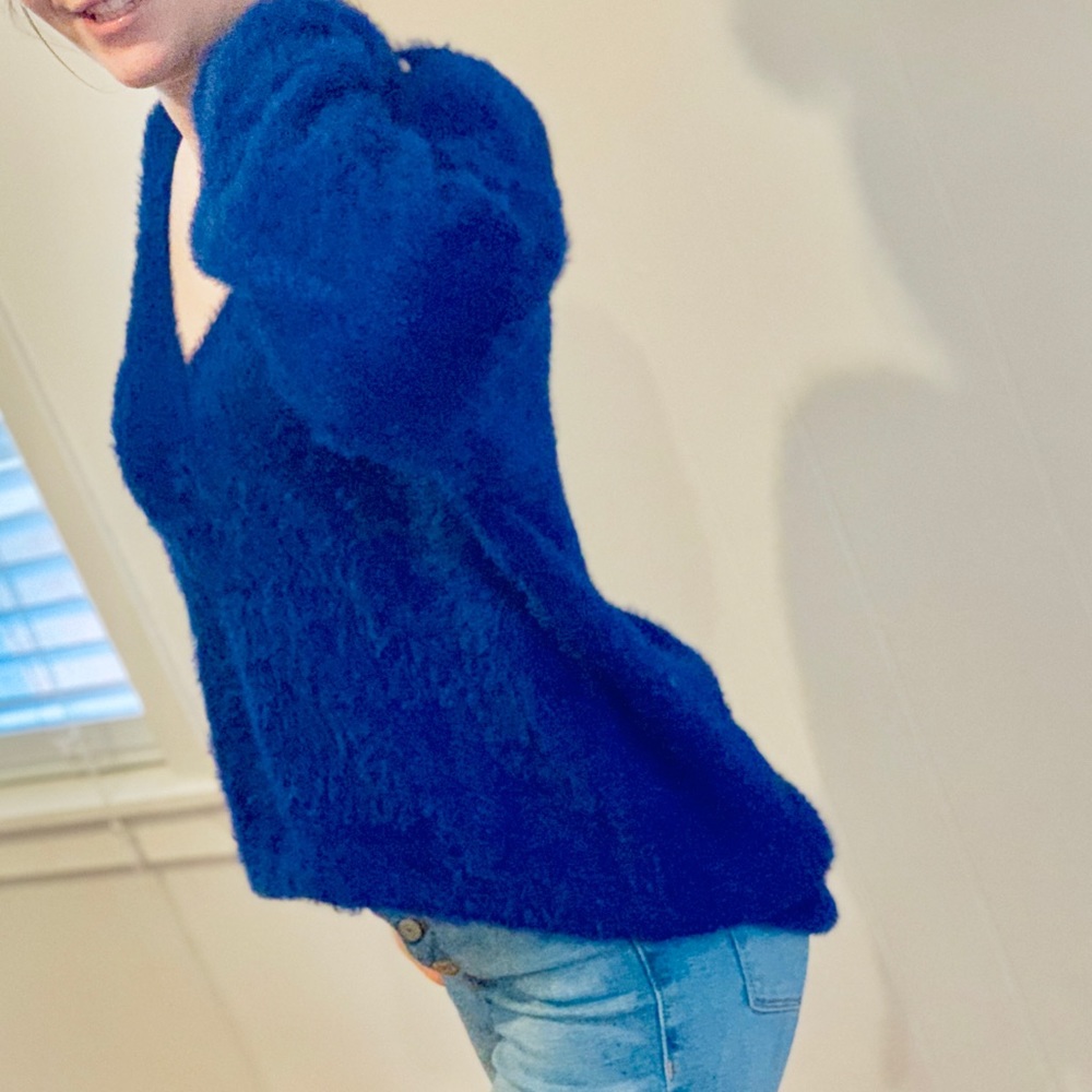 SUPER COMFY Royal Blue Fuzzy Sweater
